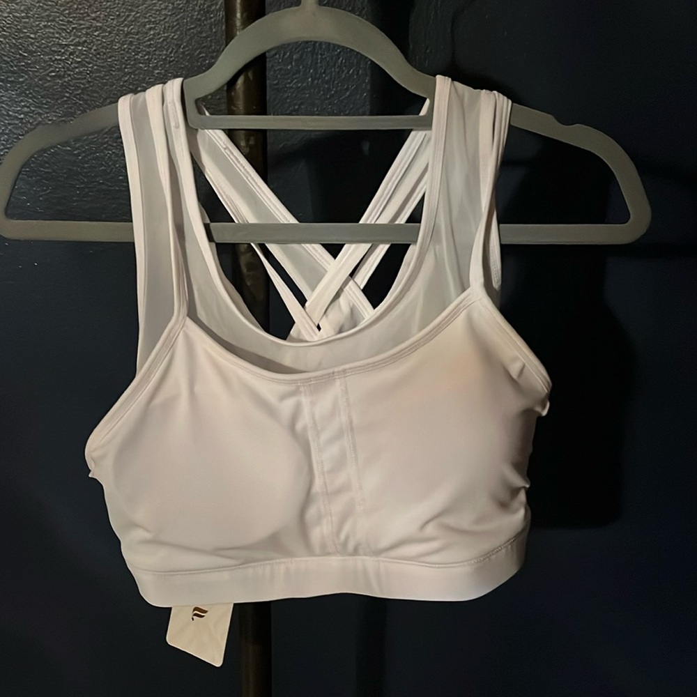 BNWT white Fabletics, high impact sports bra size large